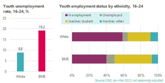 Graph: Youth employment + ethnicity 