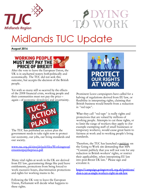 Midlands TUC Update