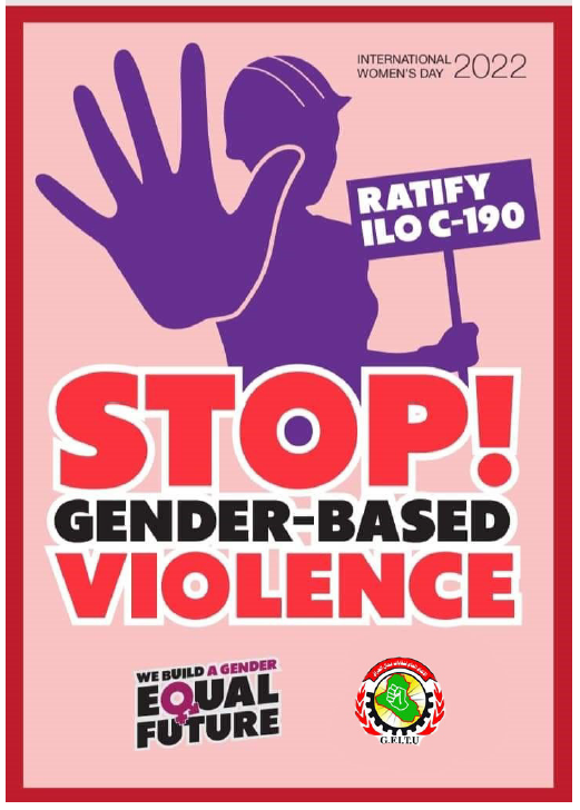 Poster design from project which says "stop gender based violence"