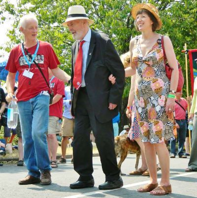 Tony Benn on Tolpuddle March 2013 Nigel Costley, Tony Benn, Frances O'Grady