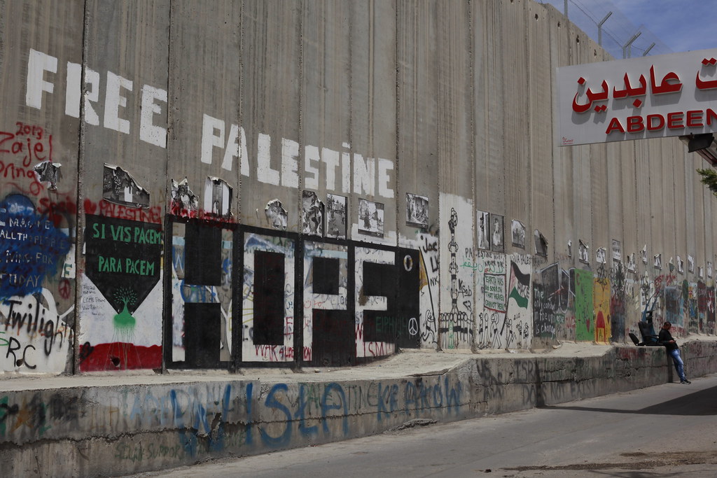 Artwork on the West Bank fence