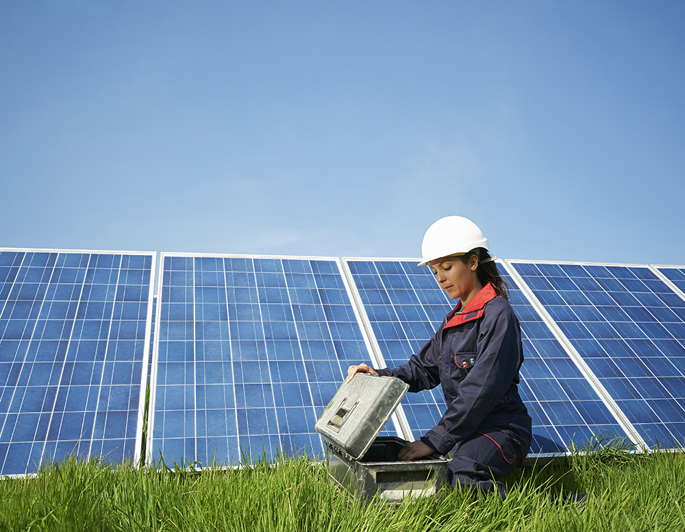 Solar panel worker