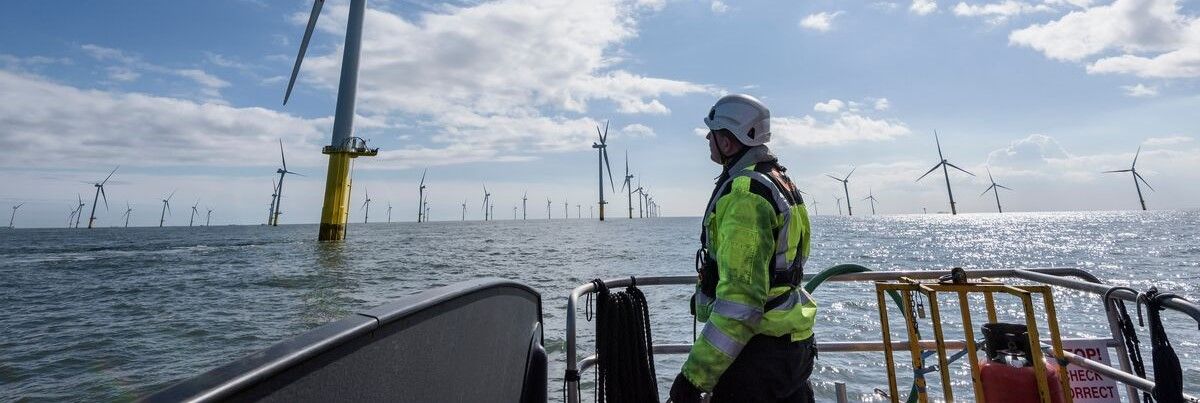 Worker on a wind farm