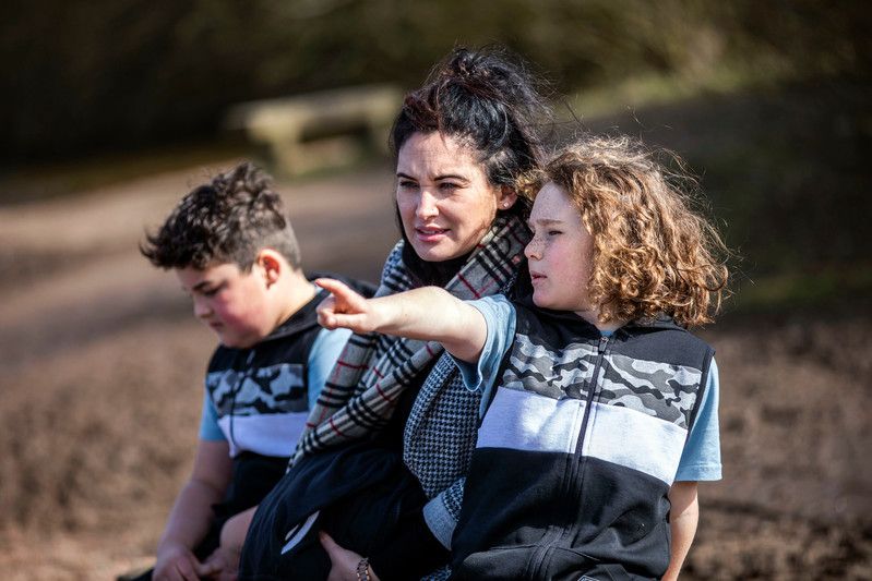 Mother and two children 