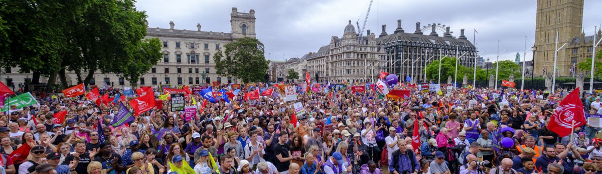 A photograph of a demo in Parliament Square