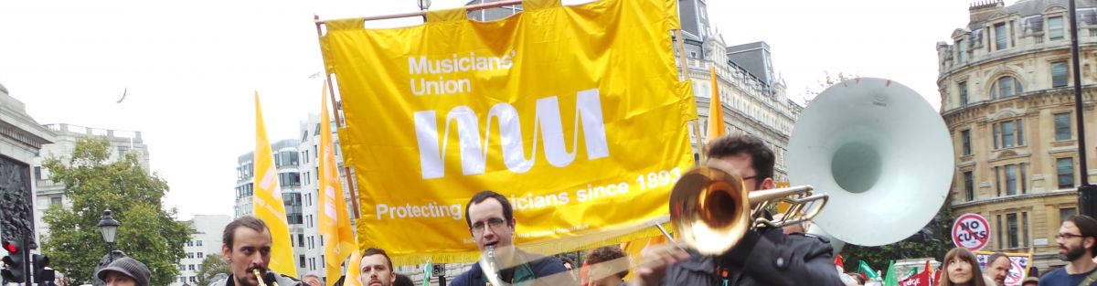 Musicians' Union activists on a march