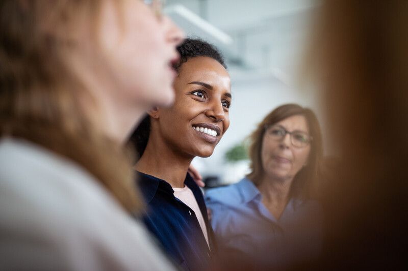 women workers smiling