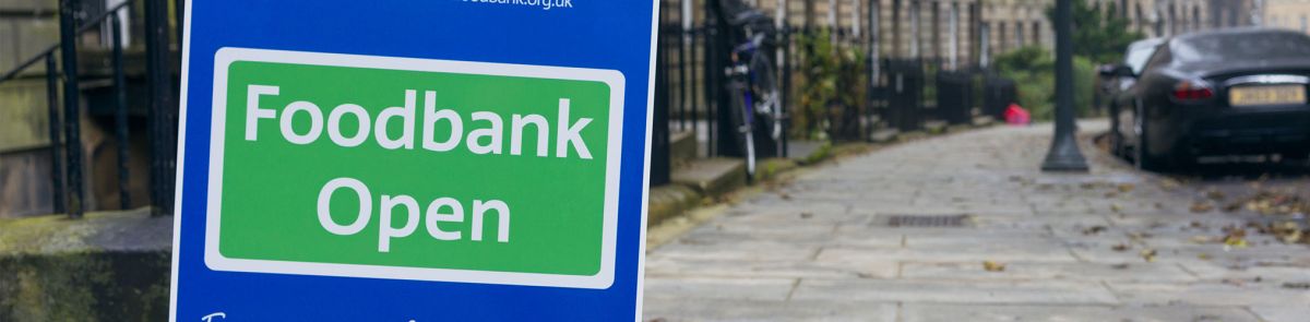 A food bank sign