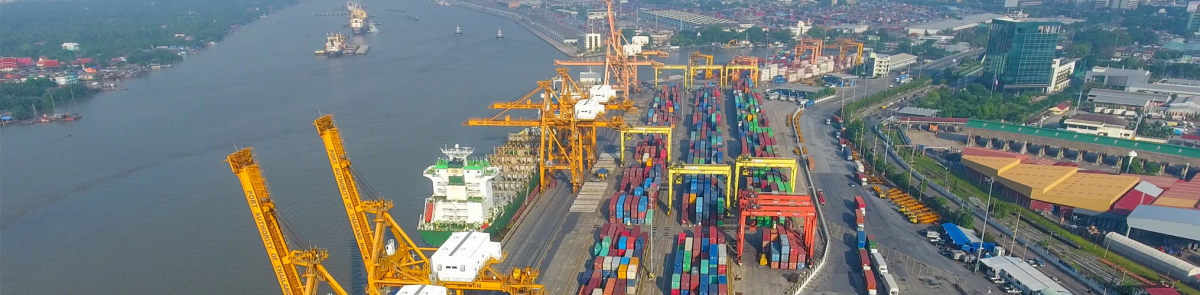 Aerial view of Bangkok port