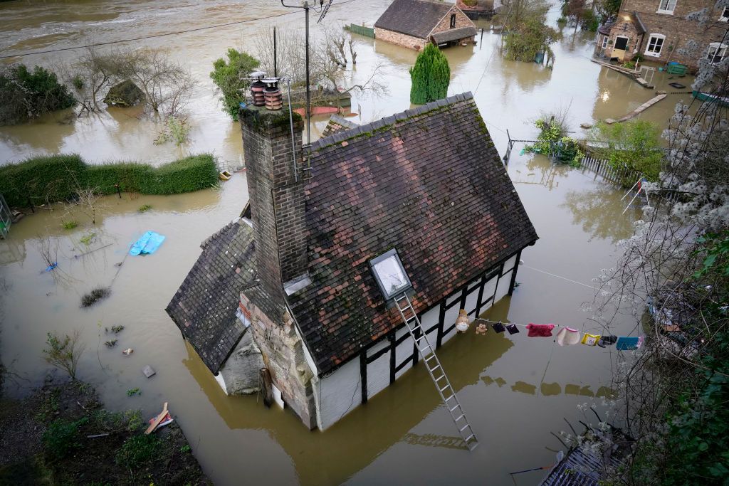 A flooded house in Ironbridge