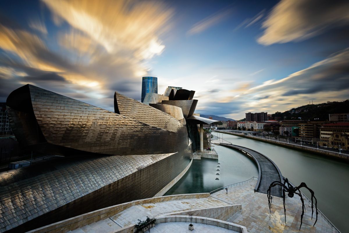 Bilbao skyline showing Guggenheim museum on the left