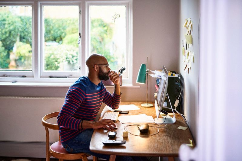 Man working from home at desk
