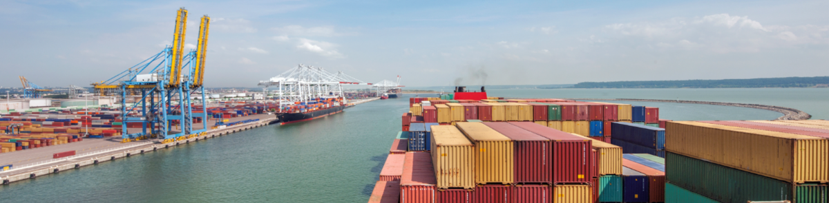 Container ship in port