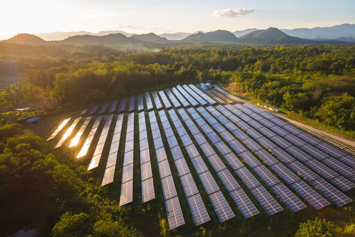Aerial view of solar power station