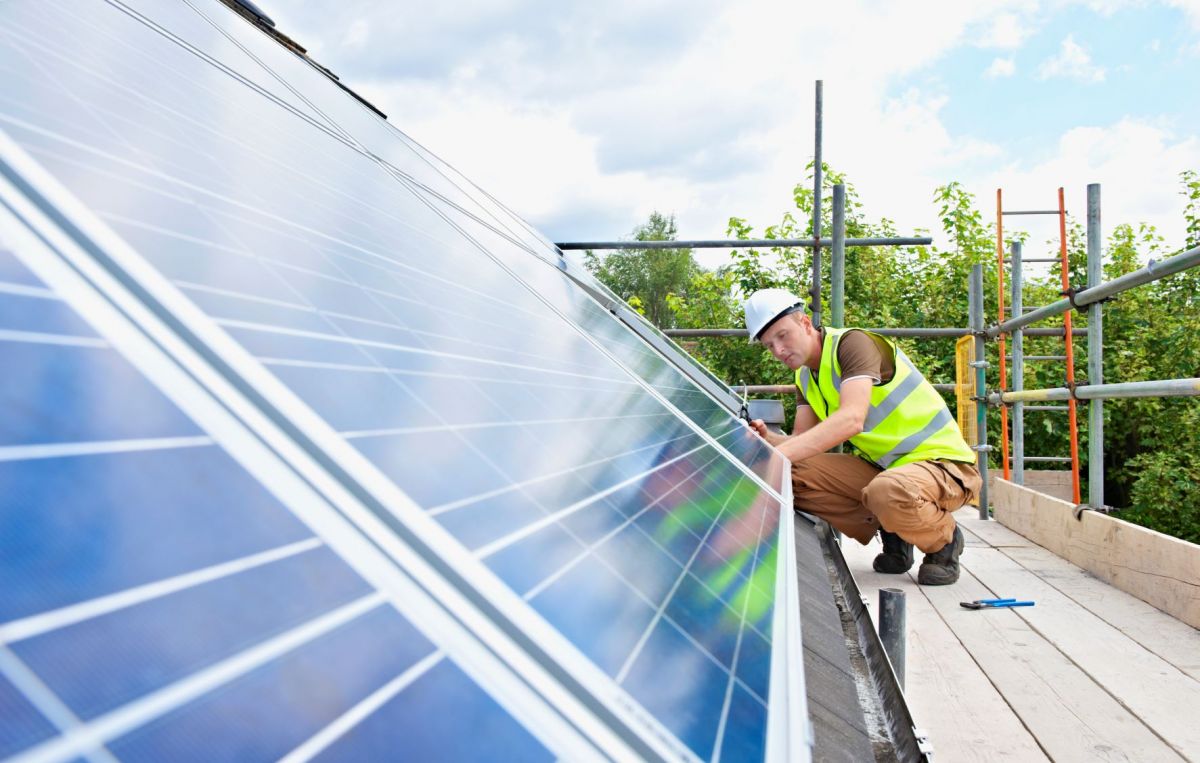 Solar panel worker