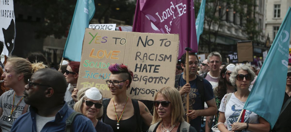 TUC staff joined thousands marching against Trump in 2018