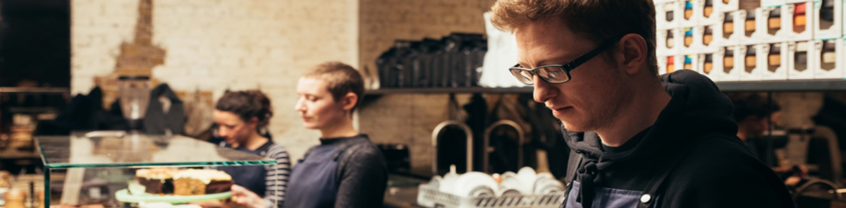 young workers in a cafe