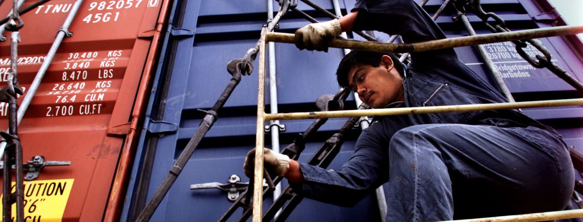 worker on a cargo ship