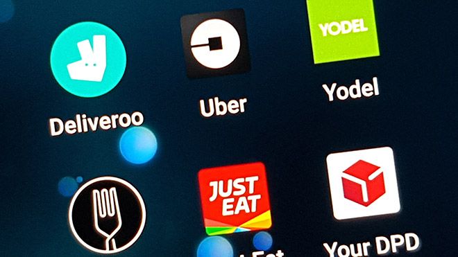 A close up of a phone screen showing gig economy apps