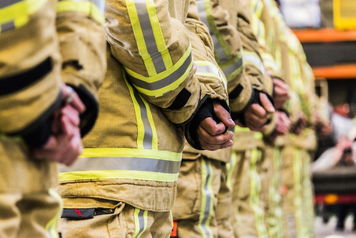Firefighters lined up