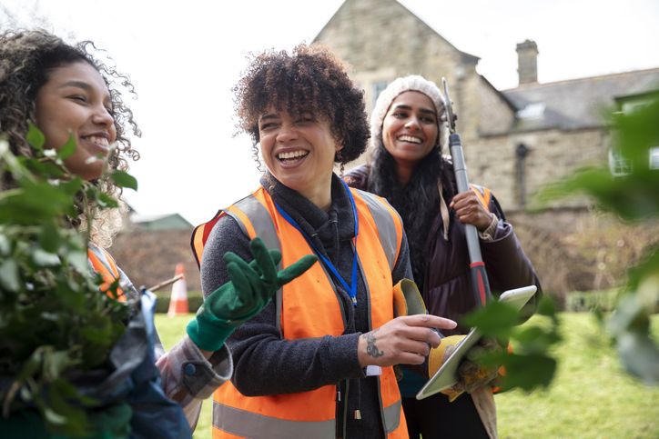 Workers planting workplace wildlife garden