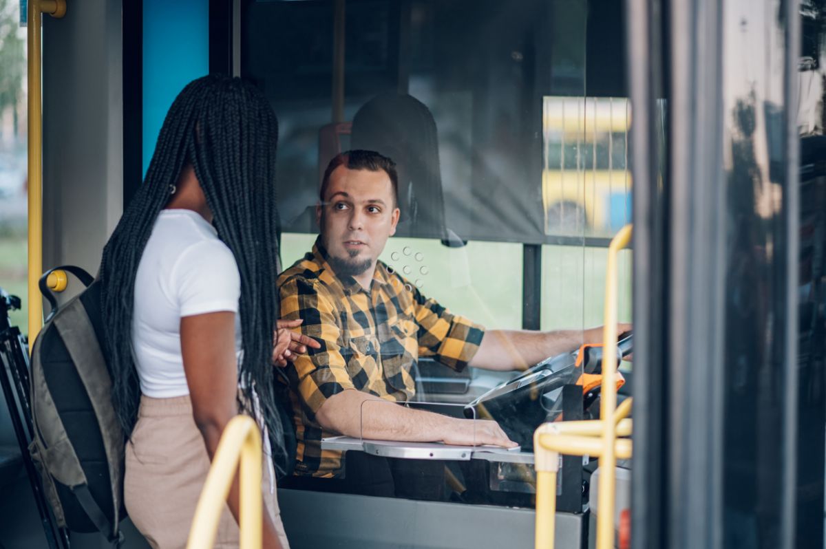 Bus driver and passenger