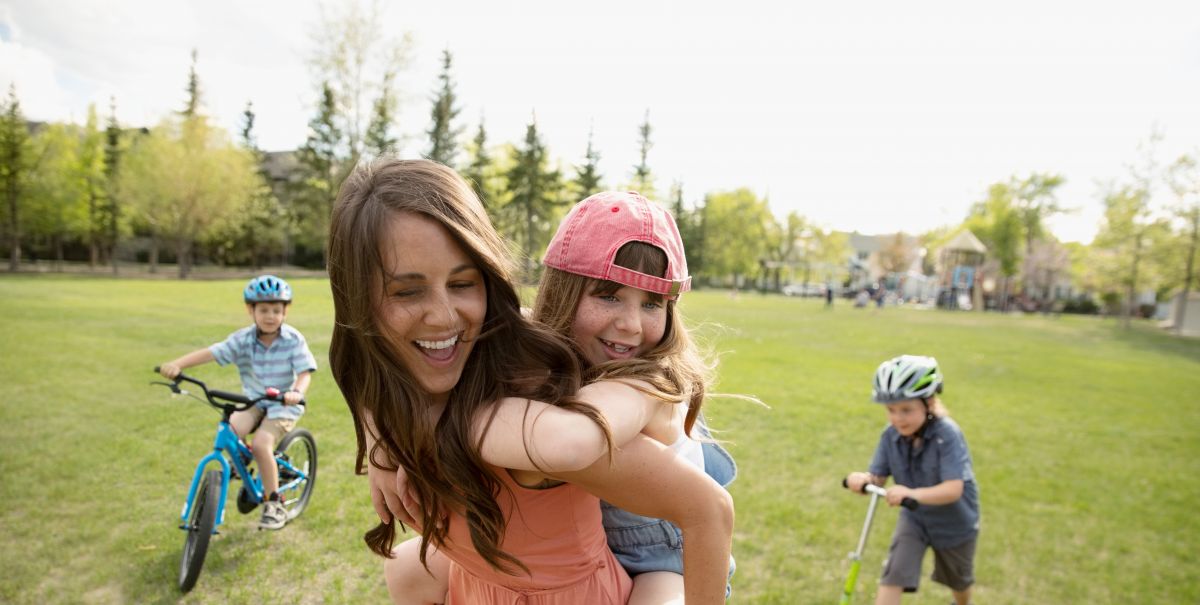 Mum with kids in the park