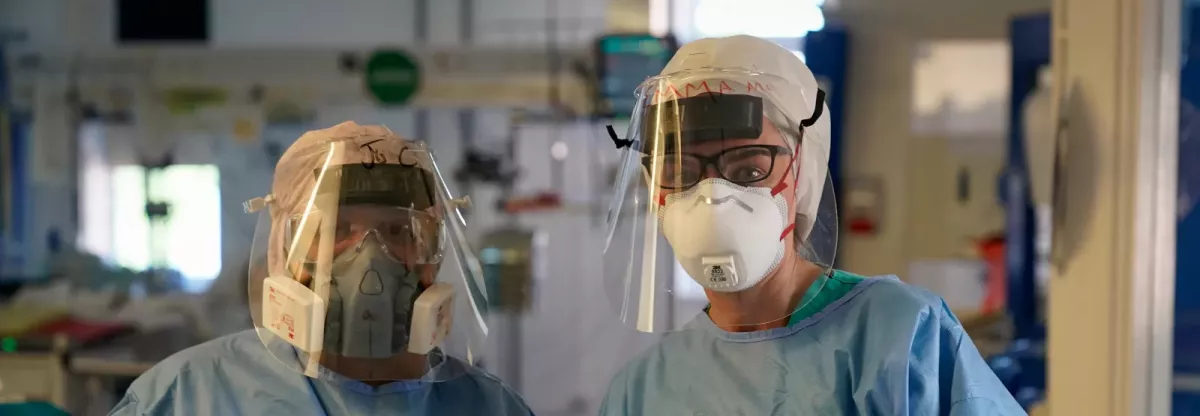 NHS workers wearing face masks during peak of Covid