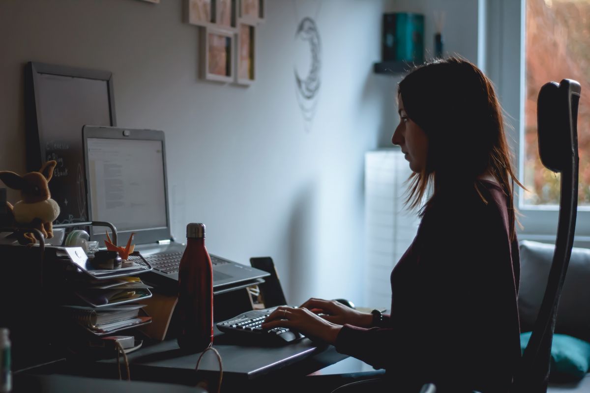 Woman working at home
