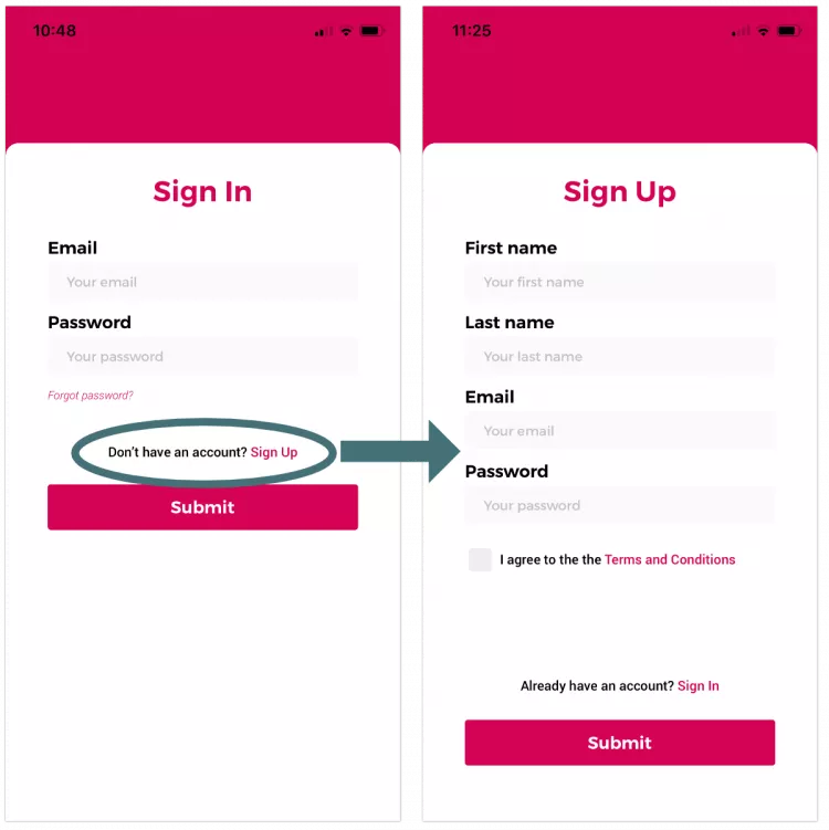 Sign up screen from the StoryTagger app.