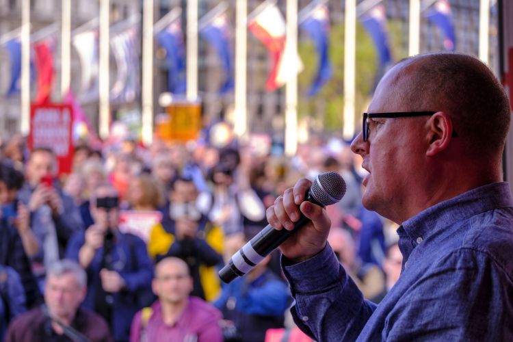 paul at protect the right to strike rally