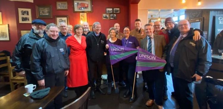 Frances O'Grady with union reps and activists