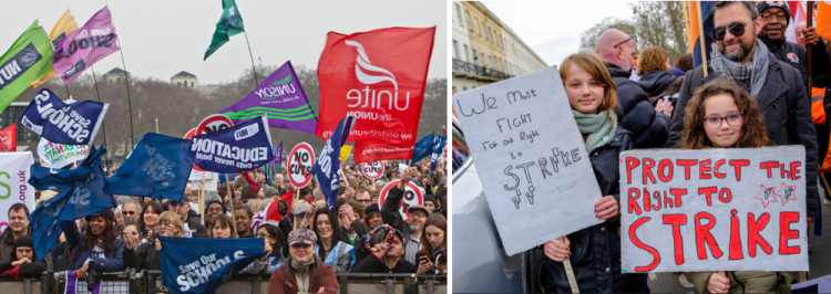 Strike banners
