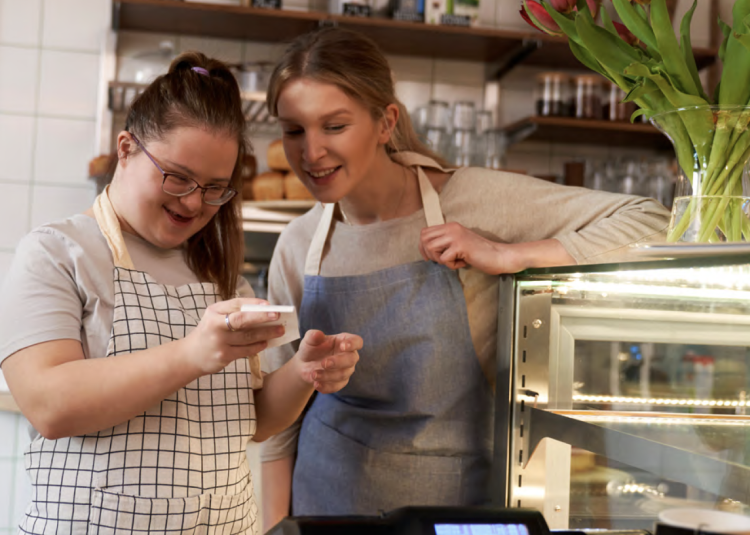 workers in cafe