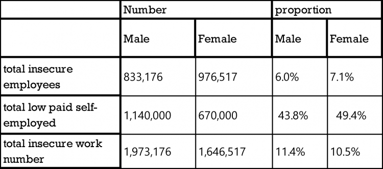Insecure work and gender