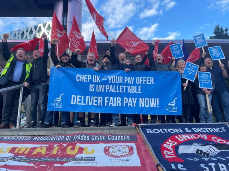 Picket line and banner