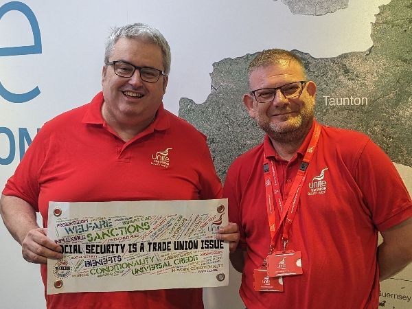 Andy Mitchell (left) with Brett Sparkes, Unite officer