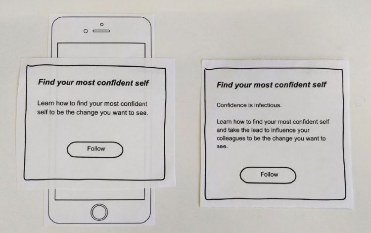Paper prototype testing language in the WorkSmart app