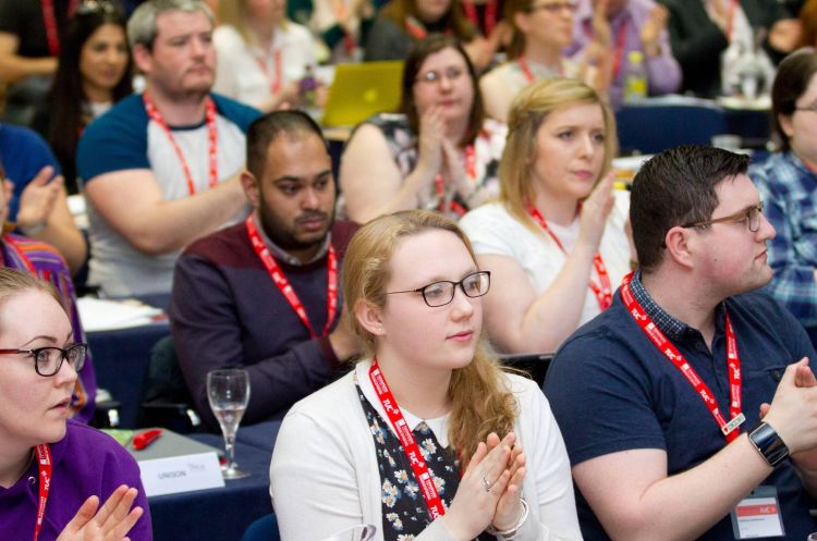 young union members at conference