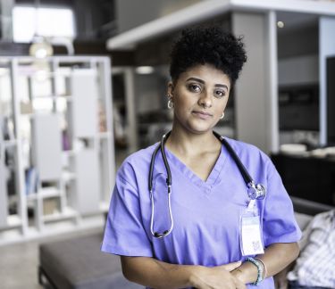 Hospital worker with stethoscope