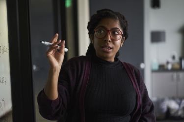 Female black worker office