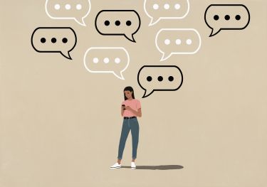 illustration of a woman texting