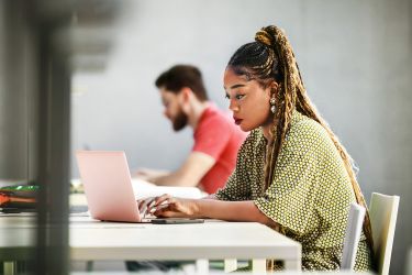 adult learning at a computer
