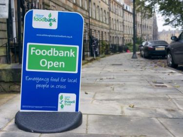 A food bank sign