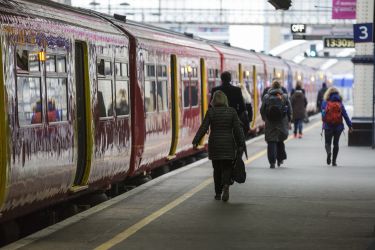 Passengers on platform at Waterloo