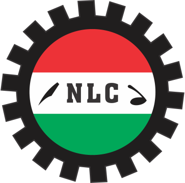 The Nigerian Labour Congress logo, the Nigerian flag contained within a black, industrial cog wheel