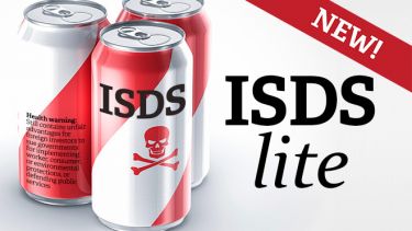 ISDS labelled on a canned drink with a toxic symbol 