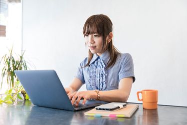 Woman using a laptop