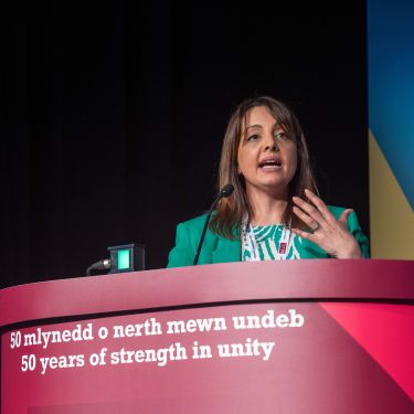 Shavanah Taj addressing TUC Cymru Congress 2024 - credit Natasha Hirst
