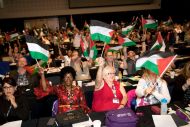 Palestine flags at the TUC